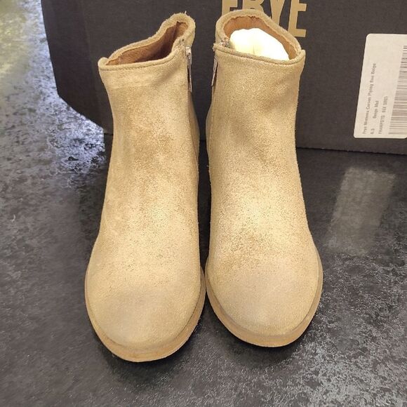 Frye Tan Ankle Booties with Low Heel - Picture 3 of 8